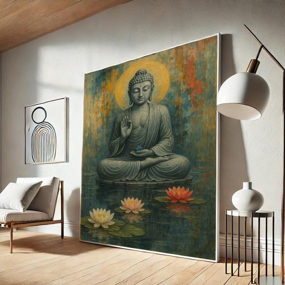 Traditional Buddha Canvas Art Meditation Wall Print Zen Home Decor Poster Spiritual Room Artwork