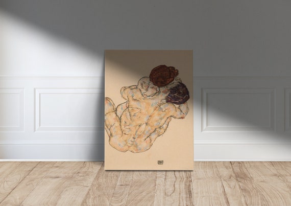 Man and Woman by Egon Schiele, Expressionist Art Print
