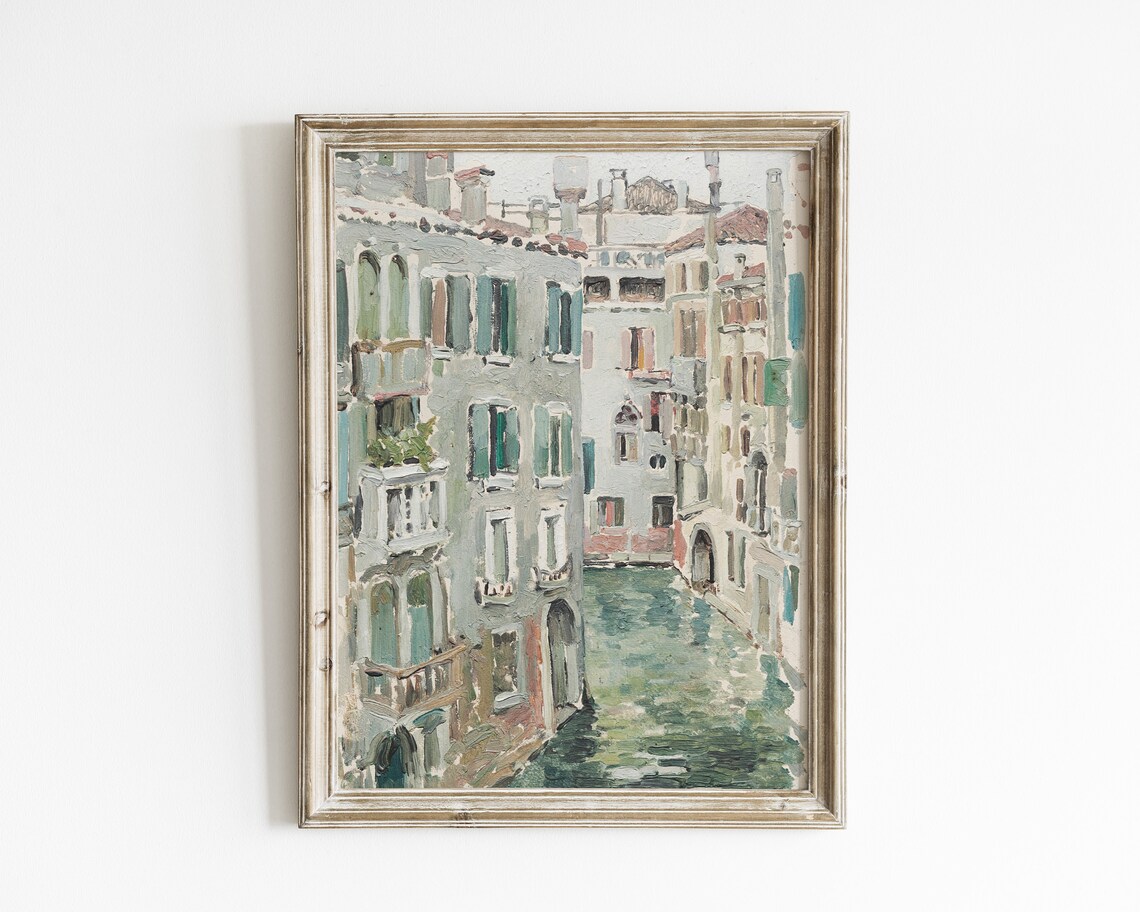 Venice Vintage Green Landscape Wall Art Print