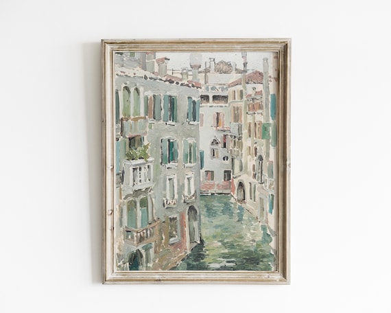 Venice Vintage Green Landscape Wall Art Print