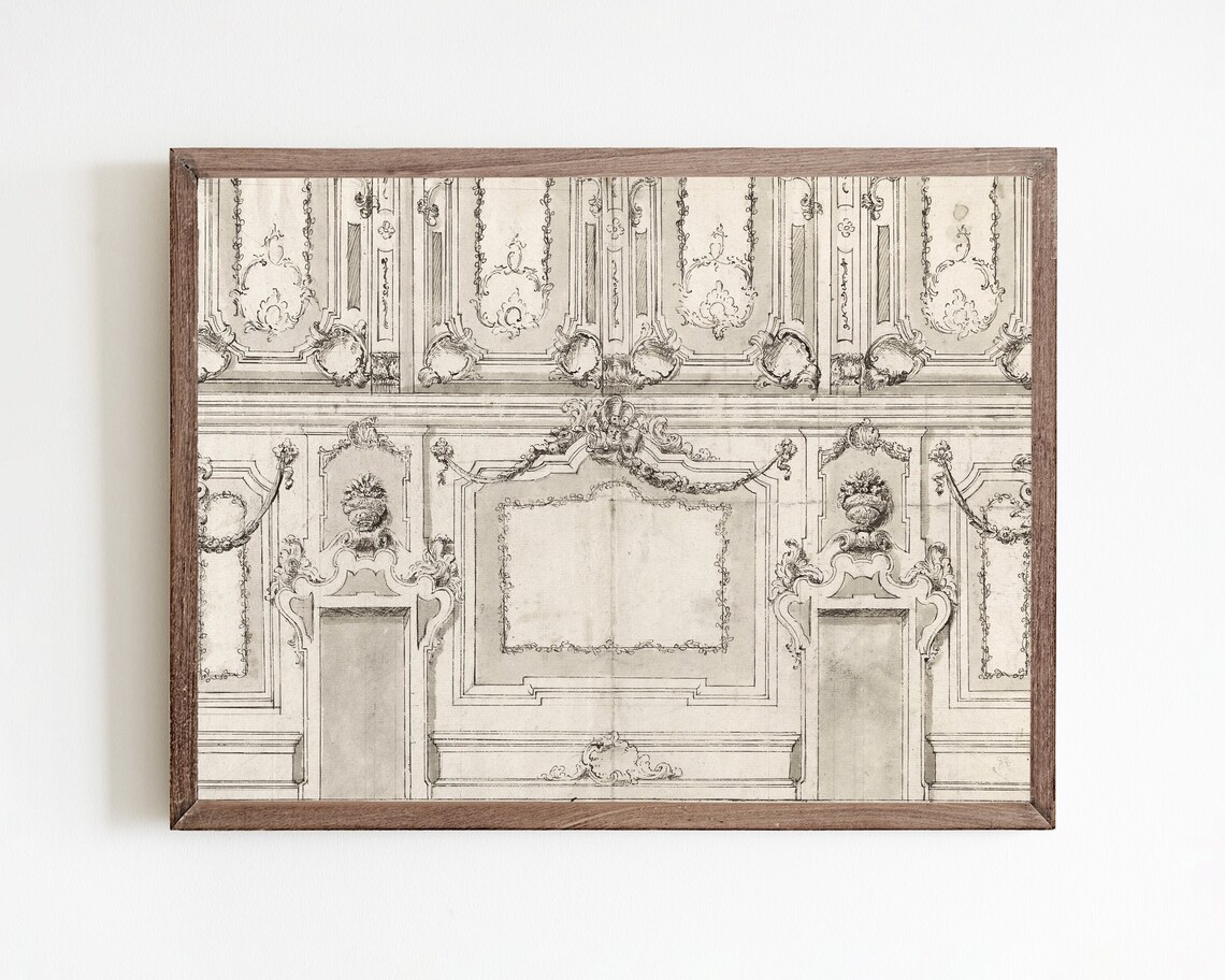 Classical Architecture Sketch Art Print, Vintage Style