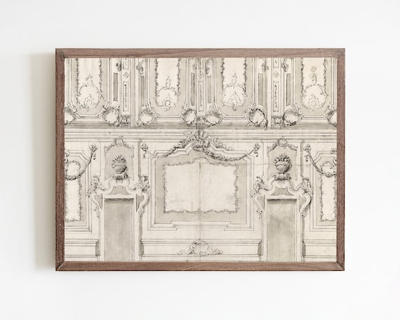 Classical Architecture Sketch Art Print, Vintage Style