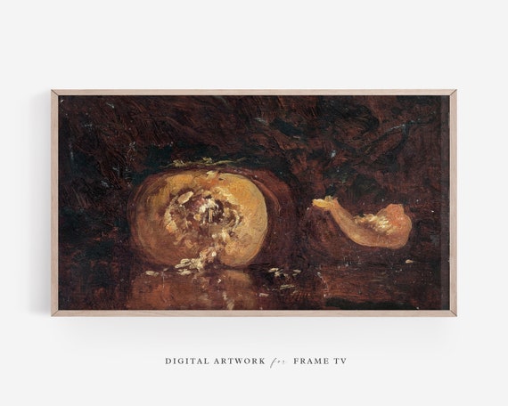 Vintage Moody Pumpkin Art For Frame Tv Fall Decor Dark Rustic Pumpkin Painting Frame Tv Art Moody Autumn Tv Art