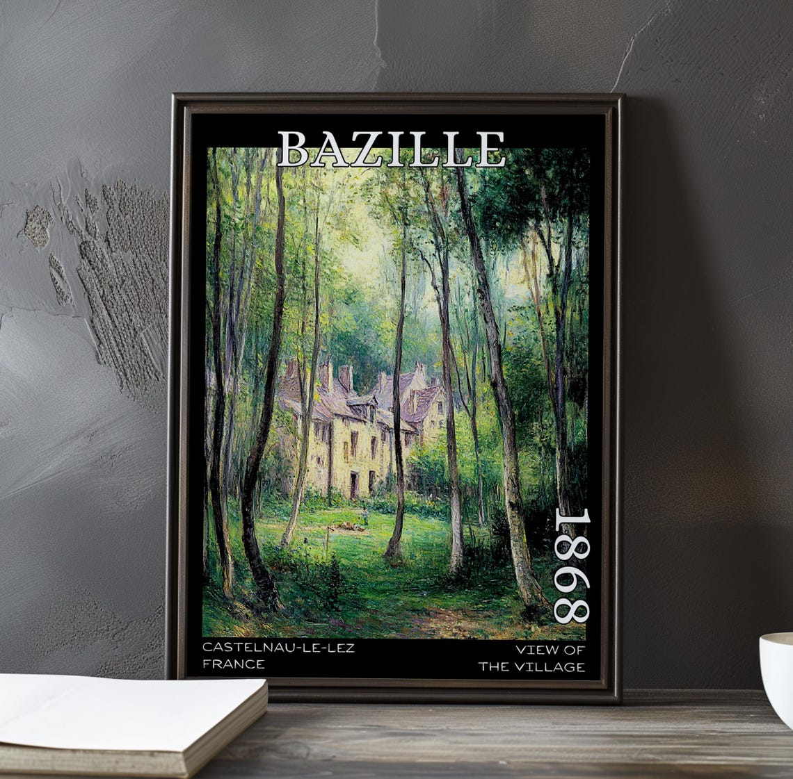 View Of The Village 1868 Frdric Bazille Print Poster French Impressionist Countryside Plein Air Rural Scene 19th Century Art Decor