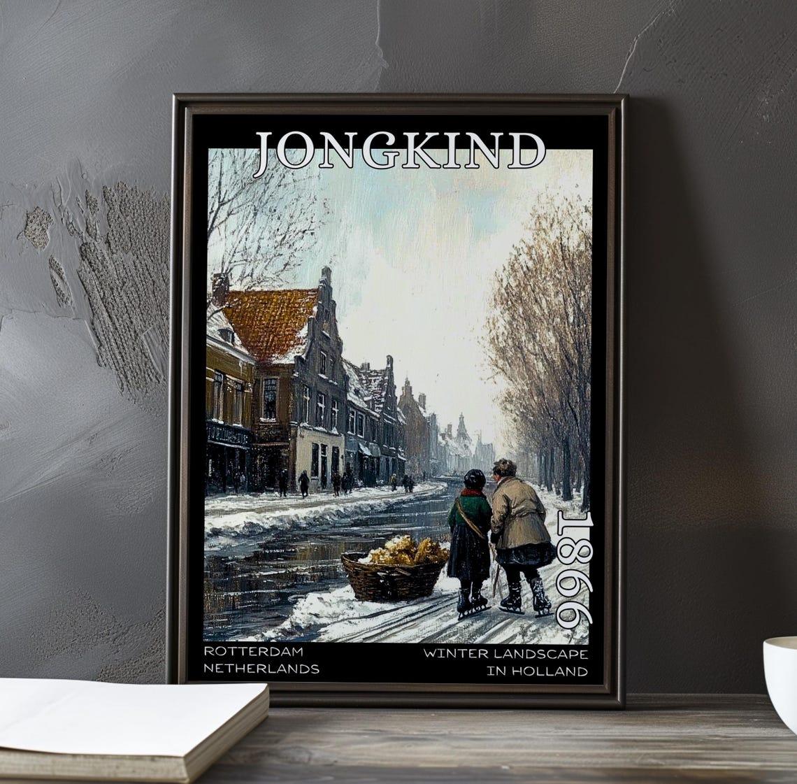Johan Jongkind Skaters With Basket on Ice 1866 Winter Poster