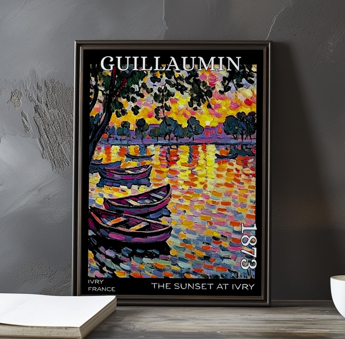 The Sunset at Ivry 1873 France Mosaic Golden Water Scene Poster
