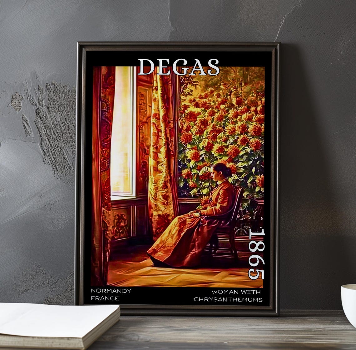 Edgar Degas Woman With Chrysanthemums 1865 Window Scene Poster