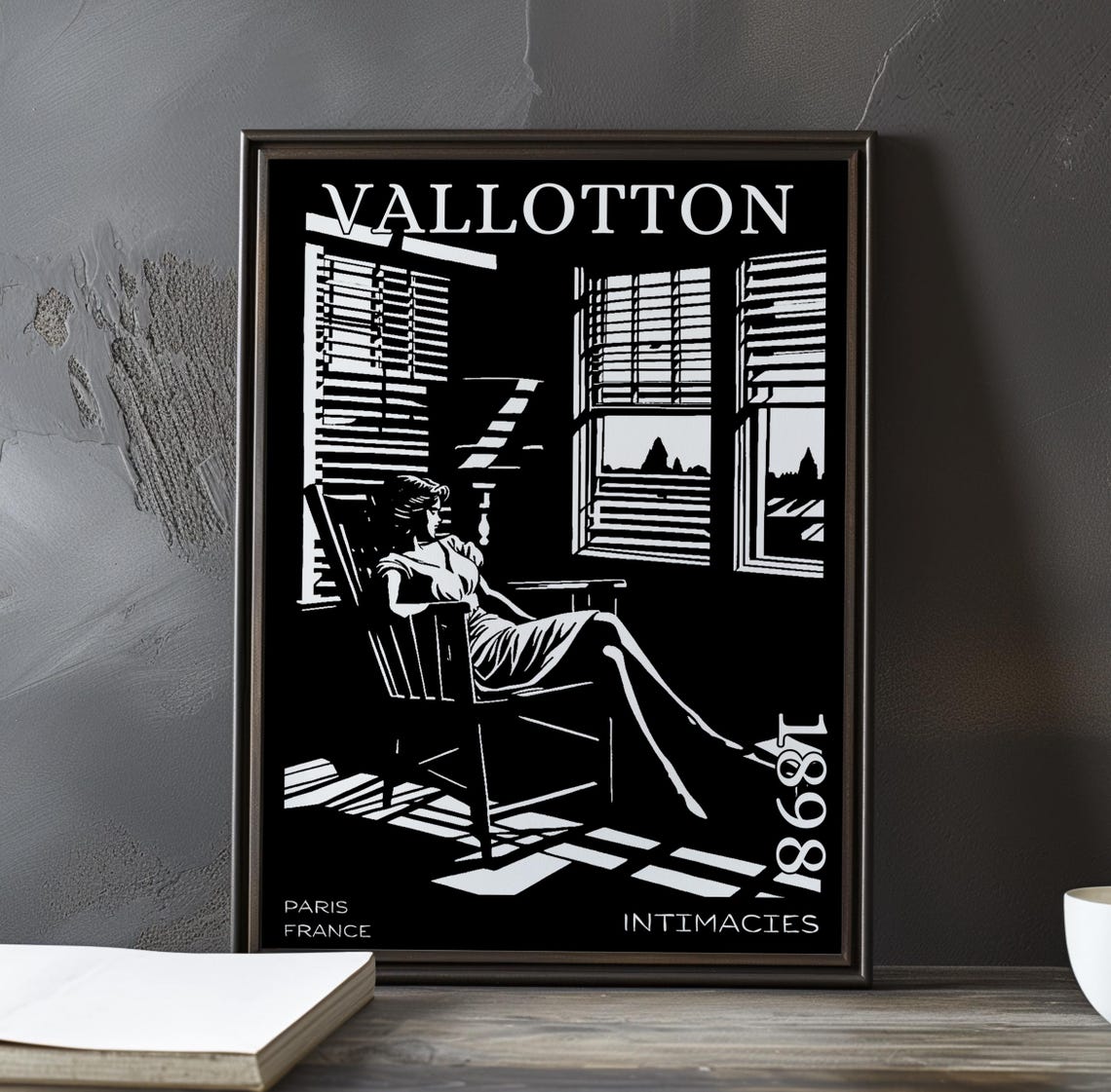 Intimits 1898 Flix Vallotton Print Poster Nabis Woodcut Symbolist Interior Art French Black White Nude Wall Decor Parisian France