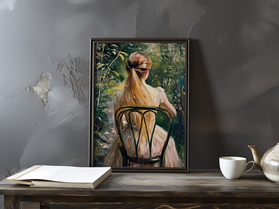 Berthe Morisot Woman on Bentwood Chair in Garden View Art Poster