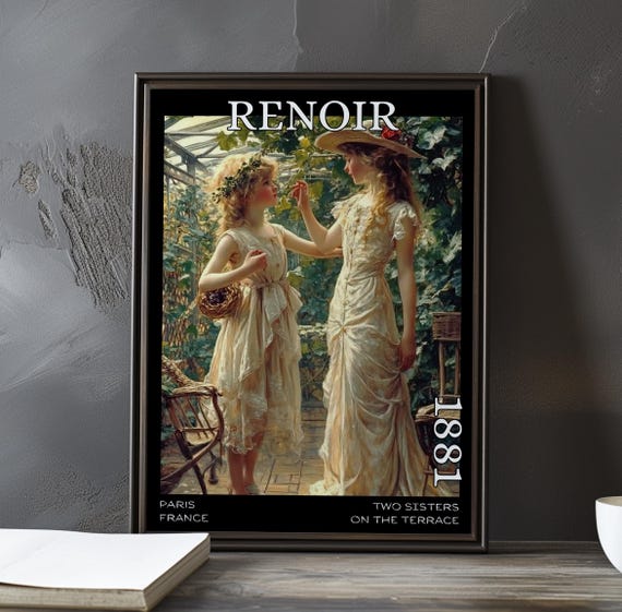 Two Sisters On The Terrace 1881 Pierreauguste Renoir Print Poster French Impressionist Portrait Garden Sunlight Sisterhood Art Decor