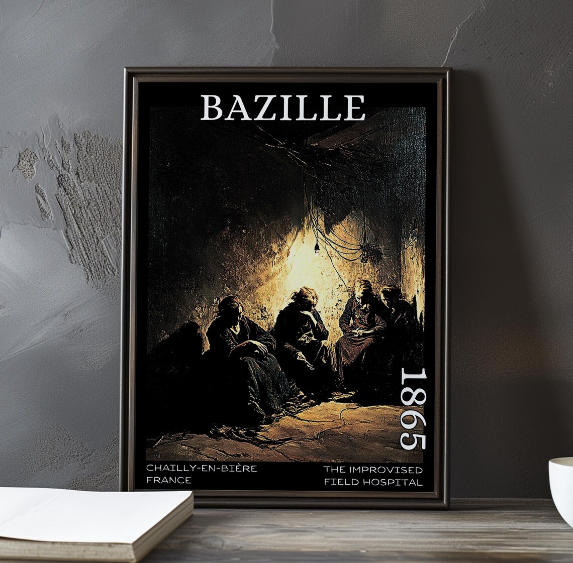 Bazille Field Hospital 1865 Figures Gathered Round Lamp Glow Poster