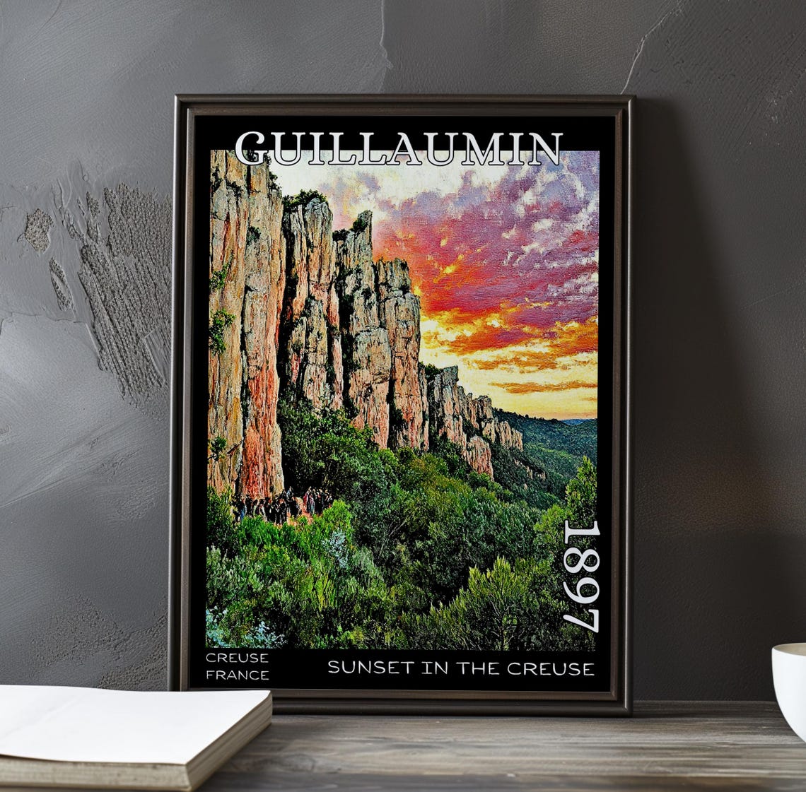 Guillaumin Sunset In The Creuse Tall Cliffs Fiery Sunset Poster