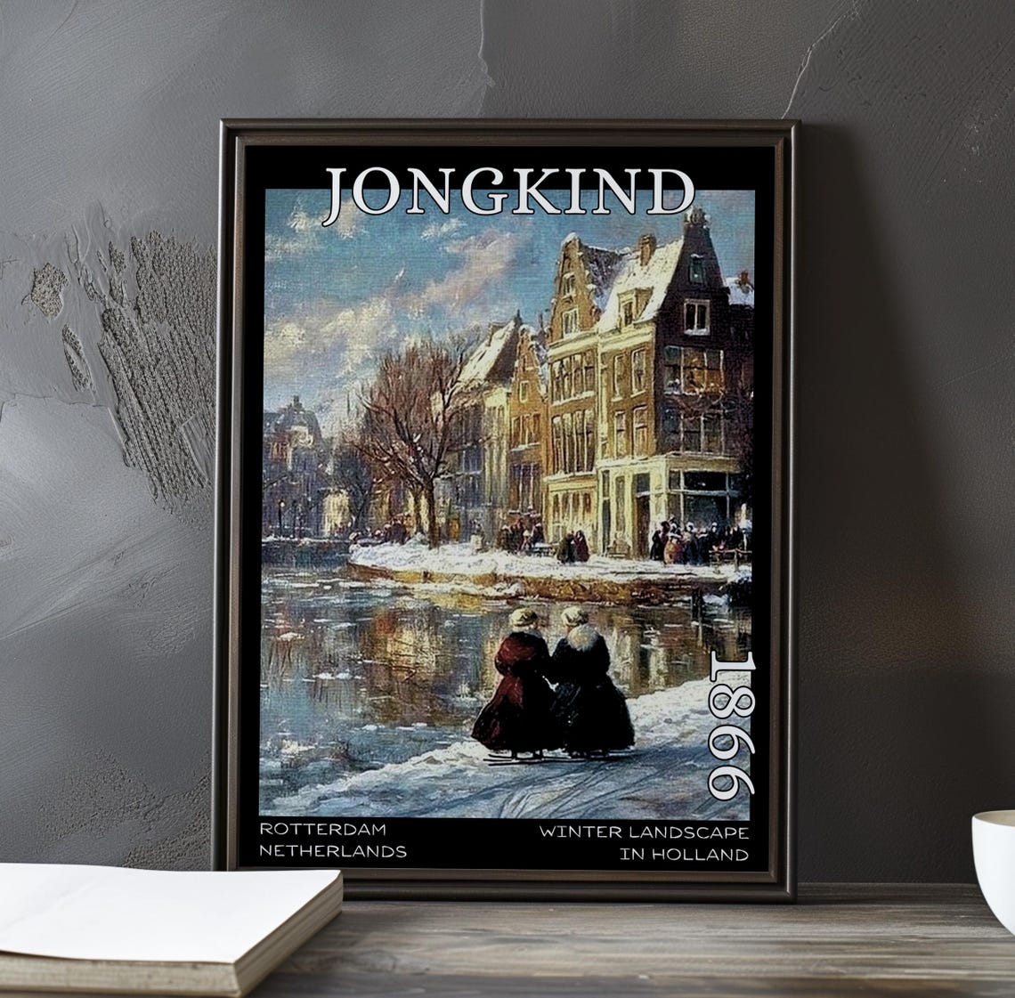 Johan Jongkind Two Sledders on the Frozen Canal 1866 Winter Poster