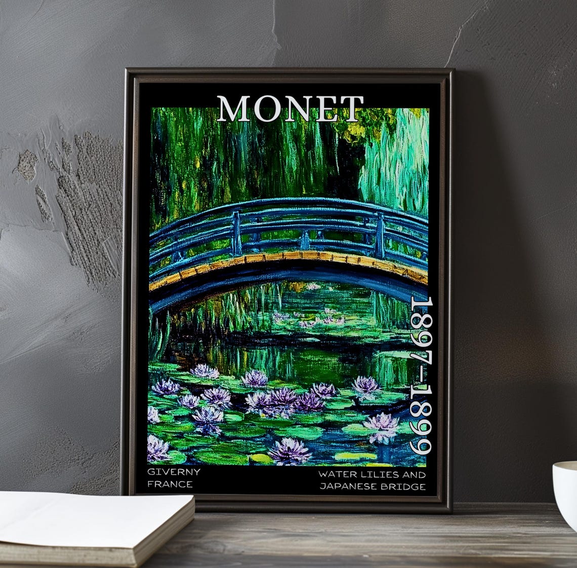 Japanese Bridge Golden Deck Violet Lilies Monet 1897-1899 Poster