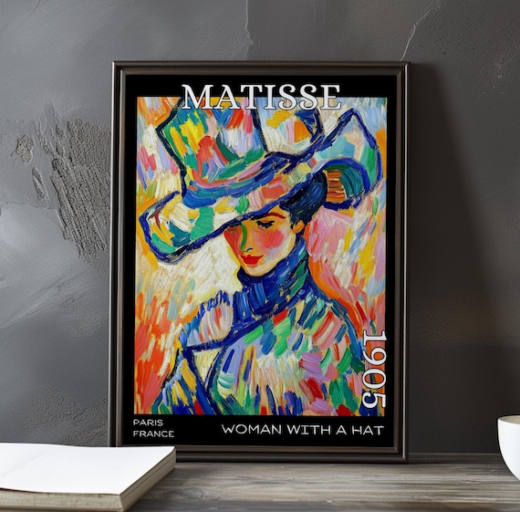 Woman With A Hat 1905 Henri Matisse Print Poster Bold Fauvism Portrait Vibrant Colour Modern French Post Impressionism Wall Art Decor
