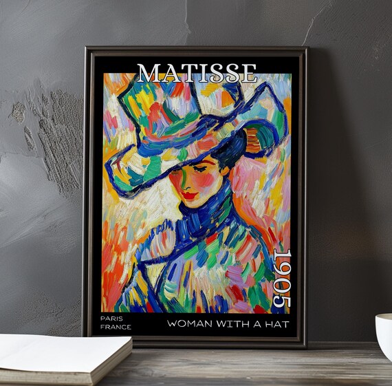 Woman With A Hat 1905 Matisse Style Bold Red And Orange Tones Poster