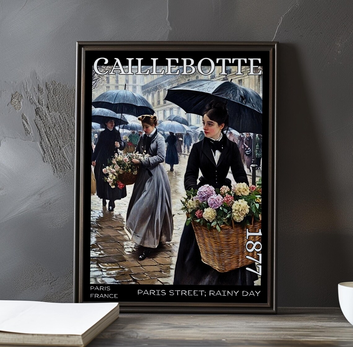 Caillebotte Paris Street Rainy Day 1877 Flower Sellers Umbrellas Art Poster