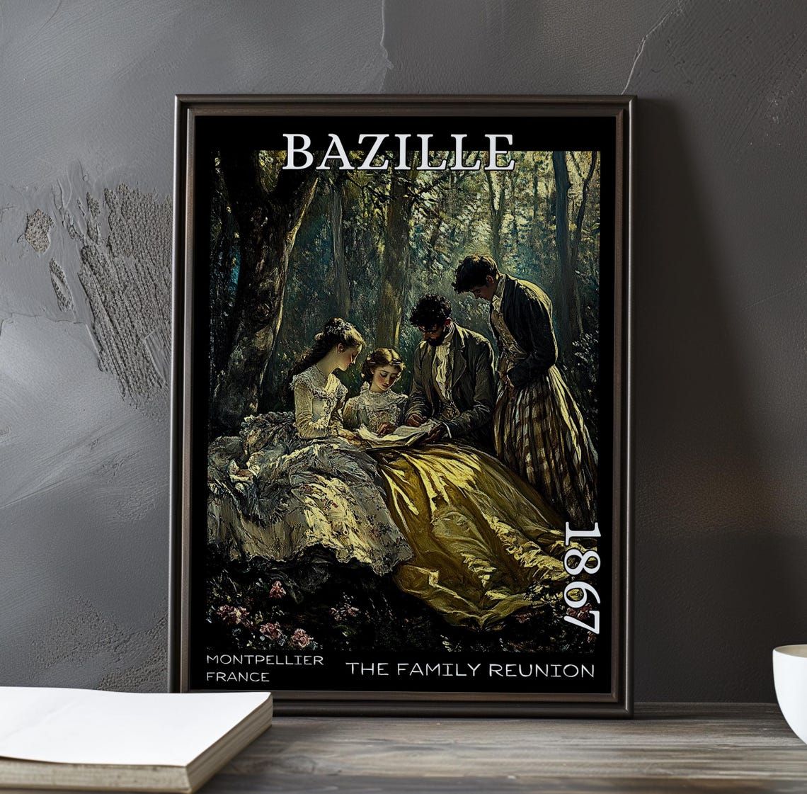 Frédéric Bazille Friends Reading a Book in the Woods 1867 Poster