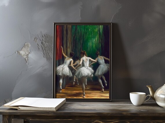 Edgar Degas Ballerinas in White Tutus Dance Rehearsal Art Poster