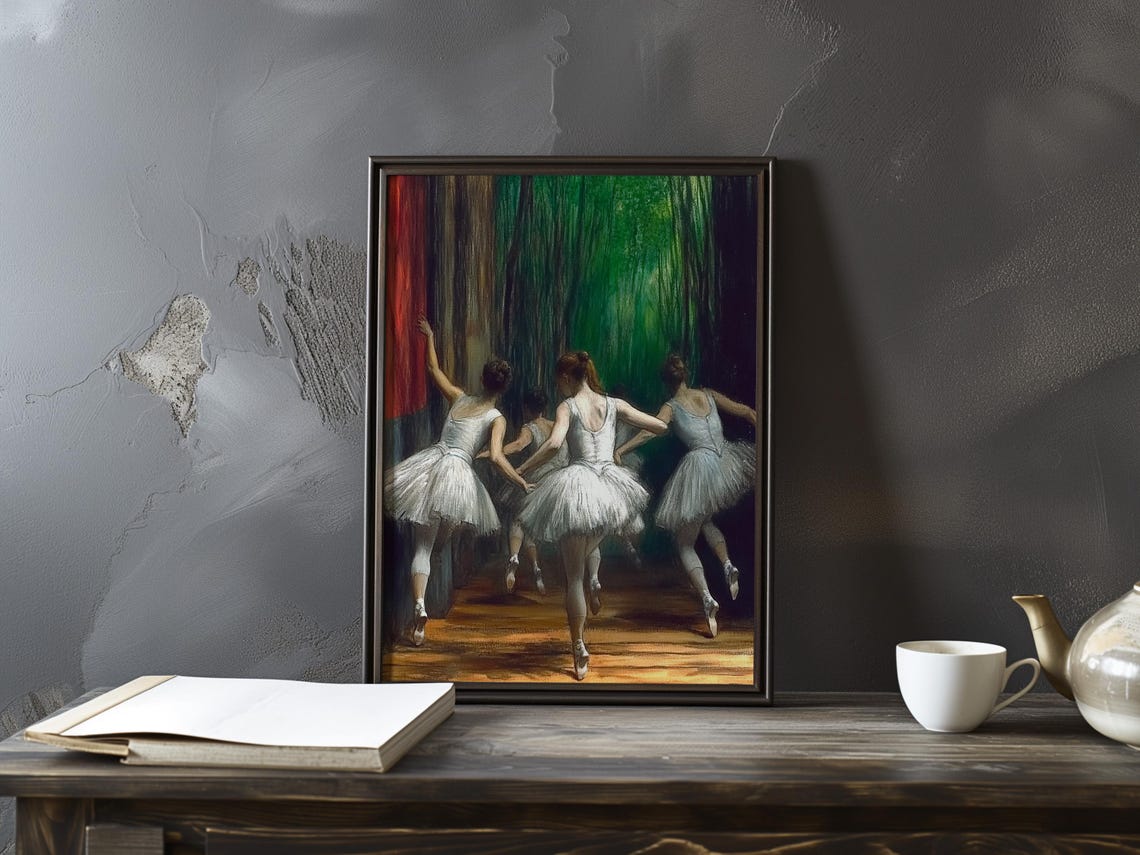 Edgar Degas Ballerinas in White Tutus Dance Rehearsal Art Poster