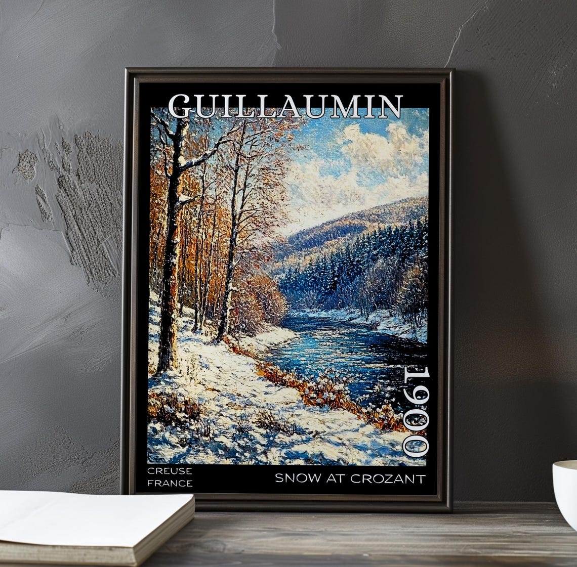 Guillaumin Snow At Crozant Snowy Forest Path Blue River Poster