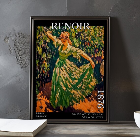 Renoir Moulin de la Galette Green Dress Garden Dance 1876 Poster