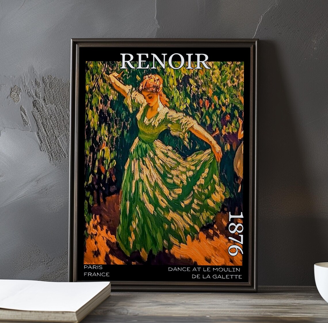 Renoir Moulin de la Galette Green Dress Garden Dance 1876 Poster
