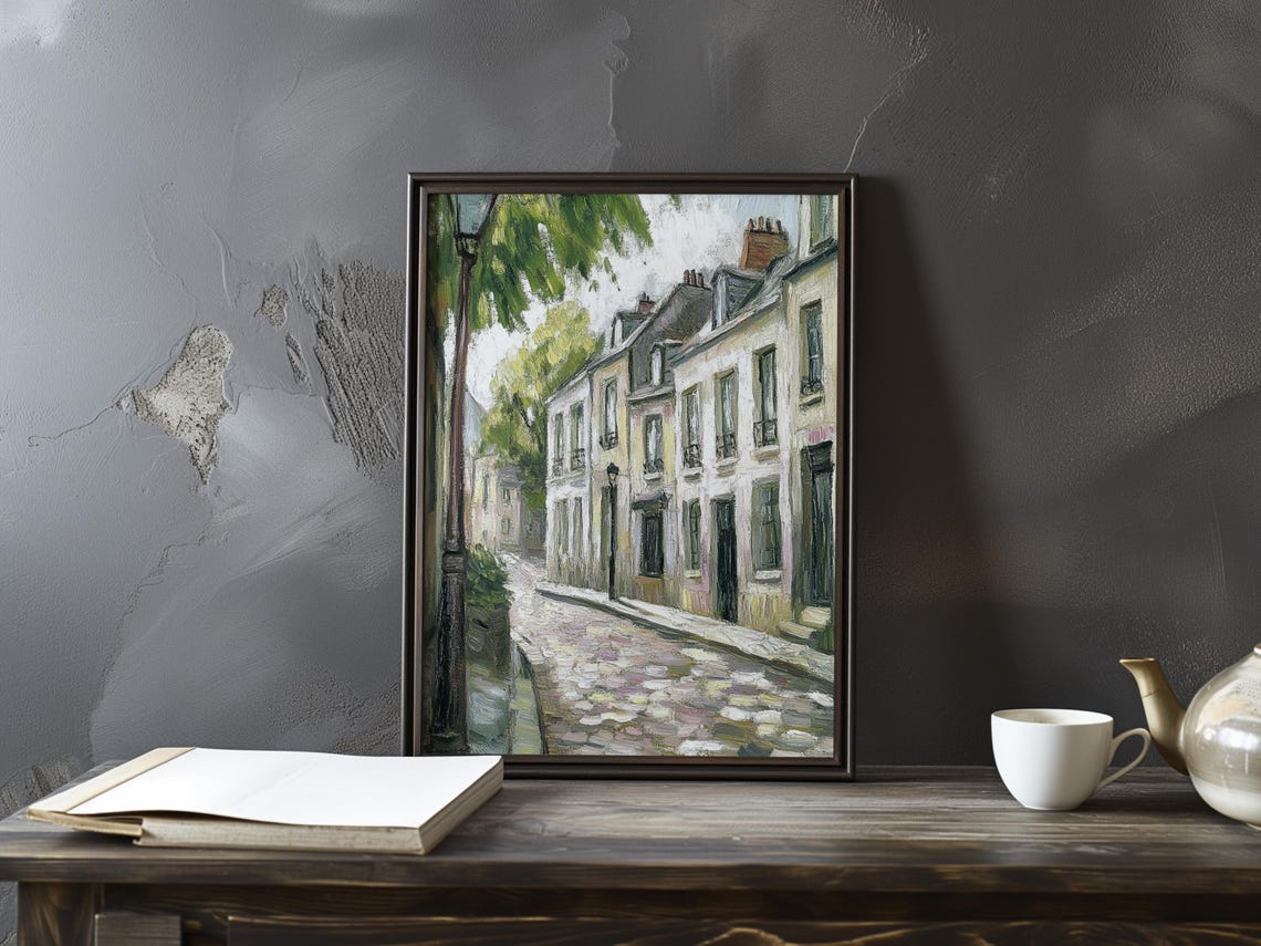 Quiet Cottages With Green Shutters and a Lamppost Impressionist Poster