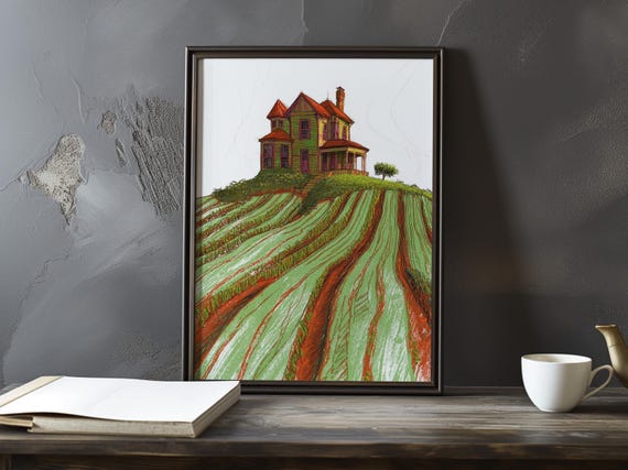 A House Amid Rolling Hills Paul Cezanne Inspired Impressionist Art Print French Natural Landscape Posterstill Life Poster Decor