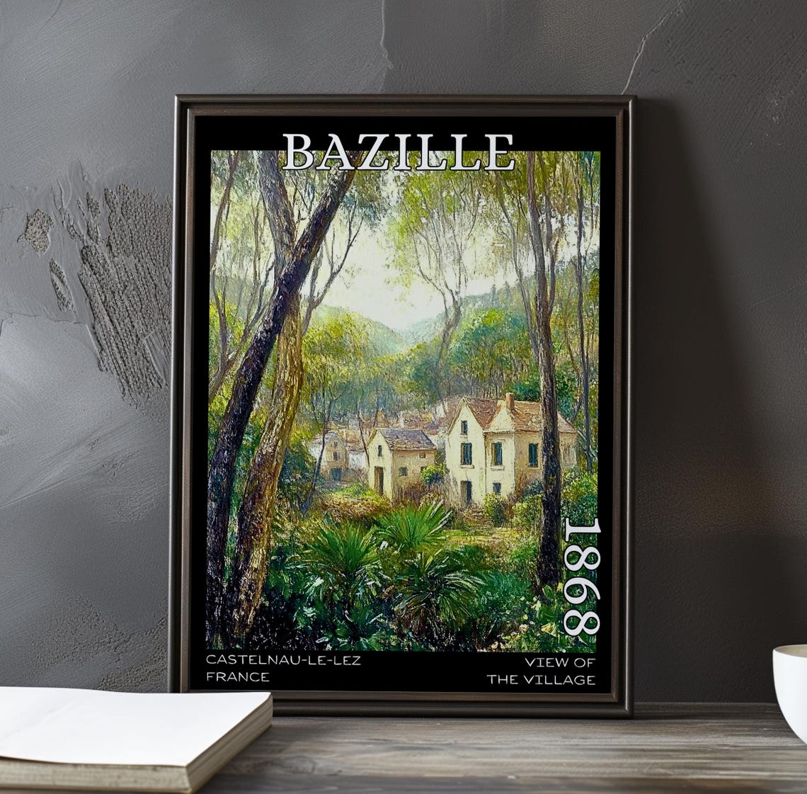 View Of The Village 1868 Frdric Bazille Print Poster French Impressionist Countryside Plein Air Rural Scene 19th Century Art Decor