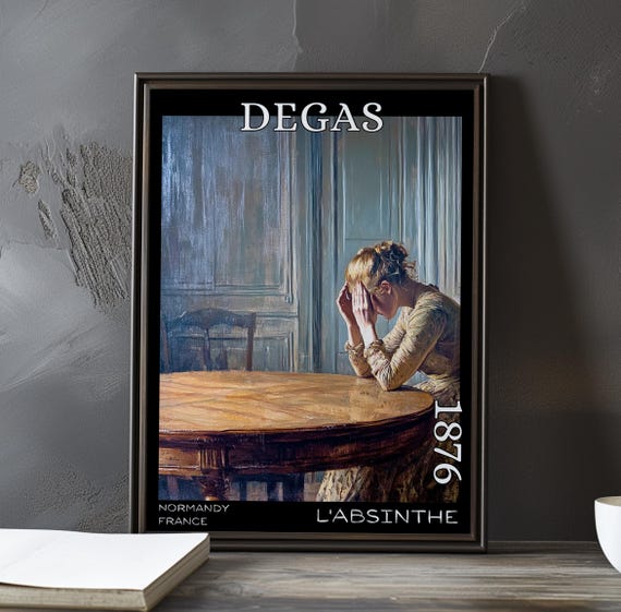 Labsinthe 1876 Edgar Degas Print Poster Impressionist Caf Scene Modern Alienation Paris Interior 19th Century Social Realism Art