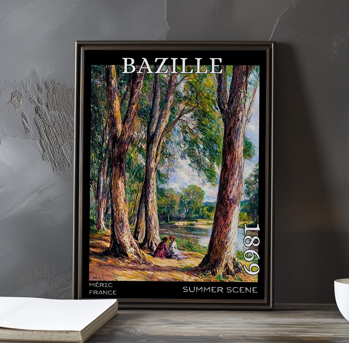 Frédéric Bazille Summer Scene 1869 Méric France Riverside Trees Poster
