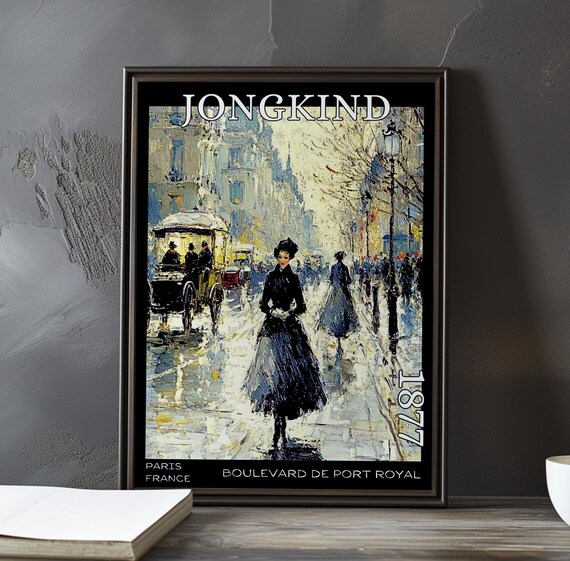 Jongkind 1877 Elegant Parisian Woman and Horse Carriage Poster