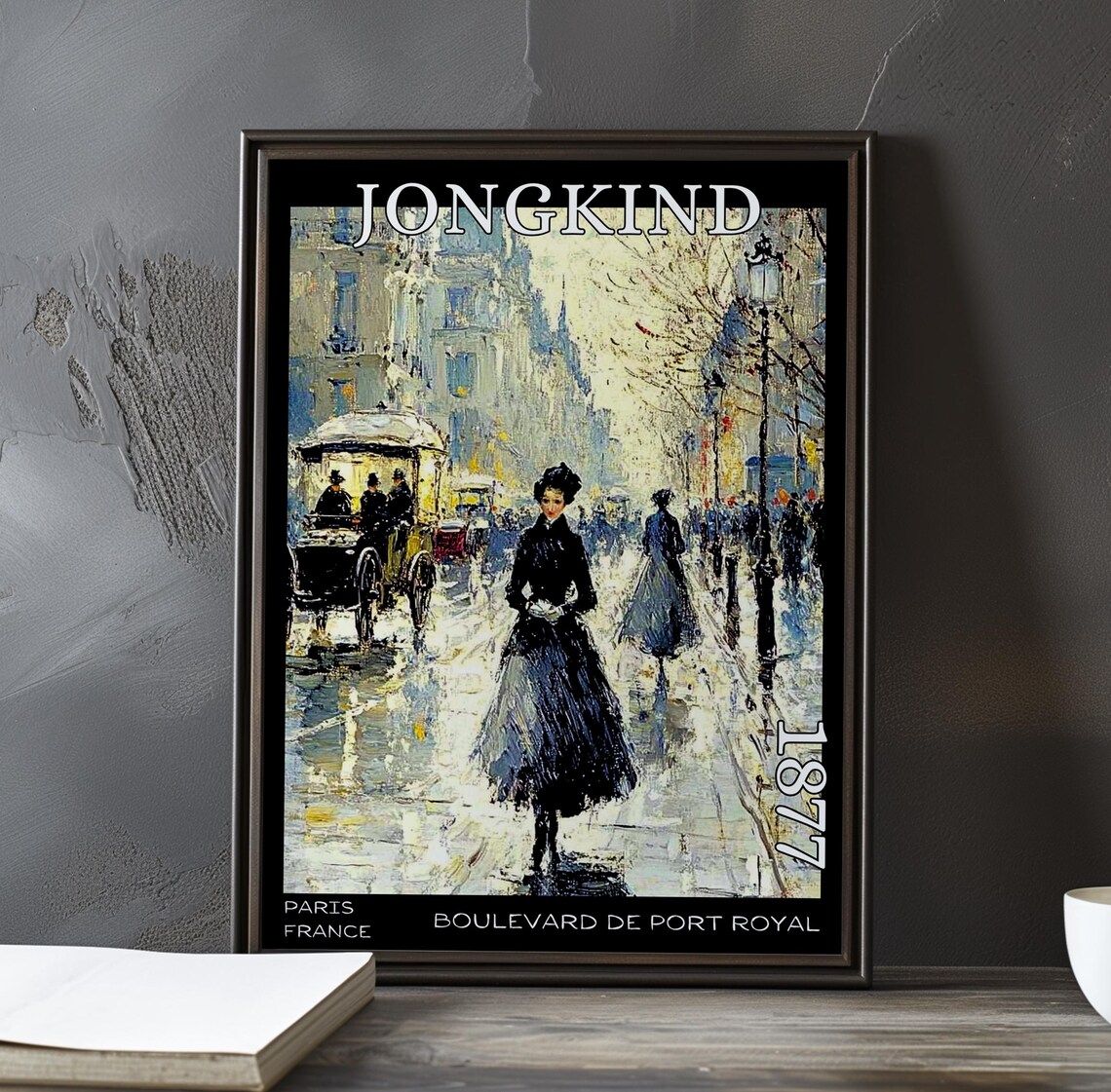 Jongkind 1877 Elegant Parisian Woman and Horse Carriage Poster