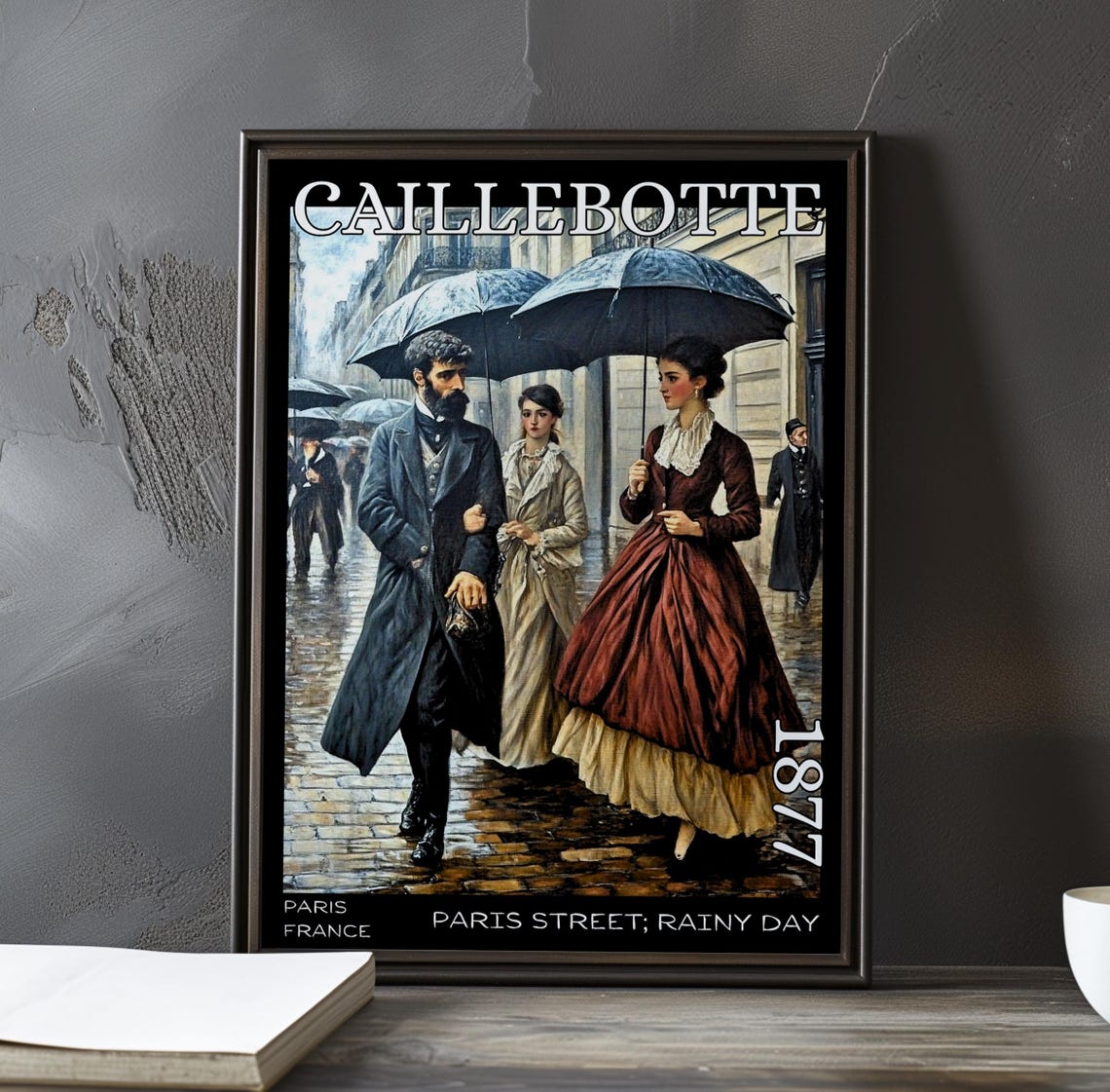 Caillebotte Rainy Day Umbrella Walkers on Paris Street Art Poster