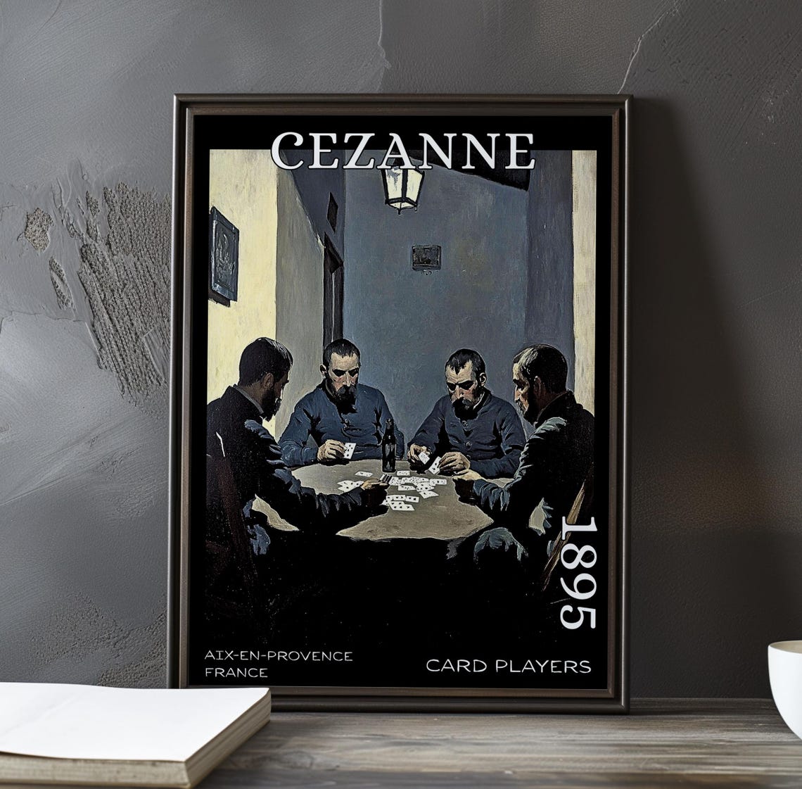The Card Players Four Men Under a Lantern 1895 Cezanne Poster
