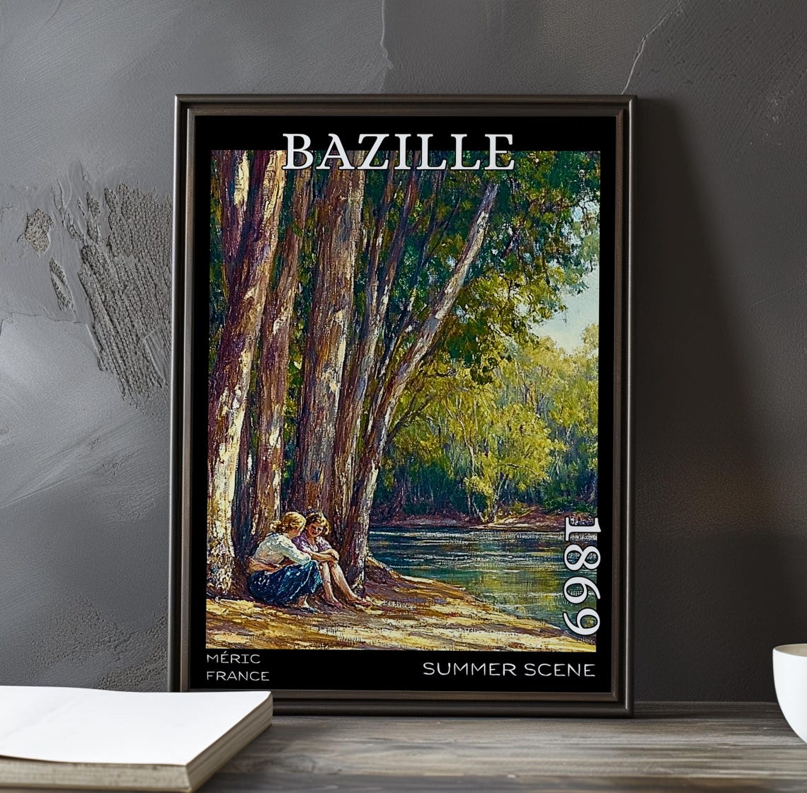Frédéric Bazille Summer Scene 1869 Méric France Riverside Trees Poster