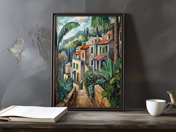 A View Of Village From Afar Paul Cezanne Inspired Impressionist Art Print French Natural Landscape Still Life Poster Impressionism