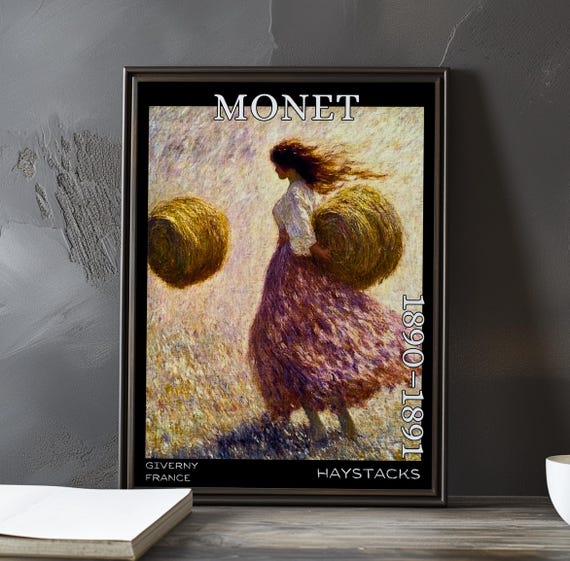 Haystacks 18901891 Claude Monet Print Poster Impressionism Post Impressionist Rural Scene French Field Landscape View Art Decor