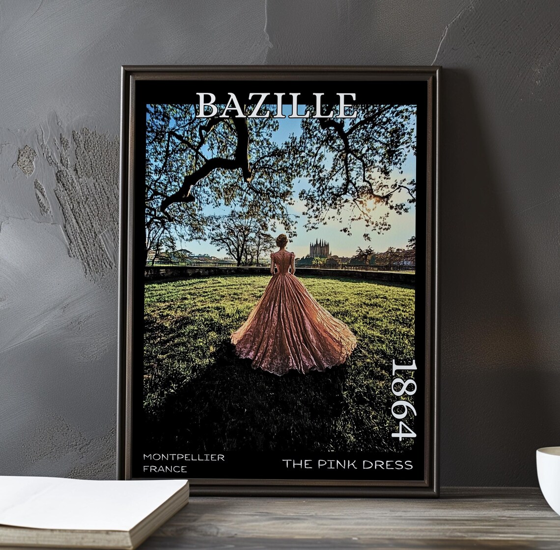 Bazille The Pink Dress 1864 Lawn Cathedral View Scene Art Poster
