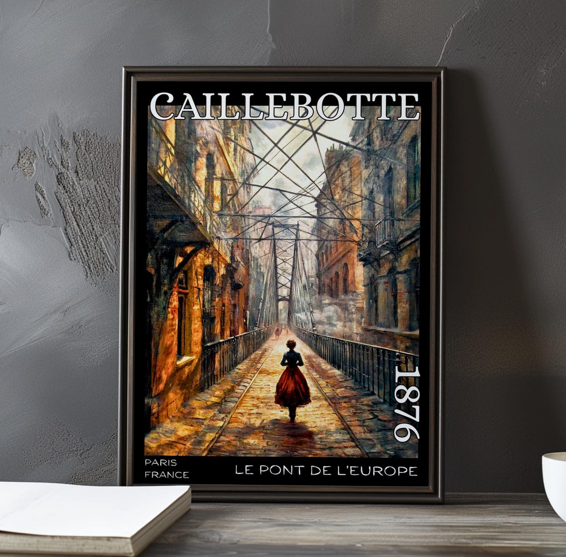 Caillebotte Le Pont de l'Europe Red Skirt Stroll Bridge Poster