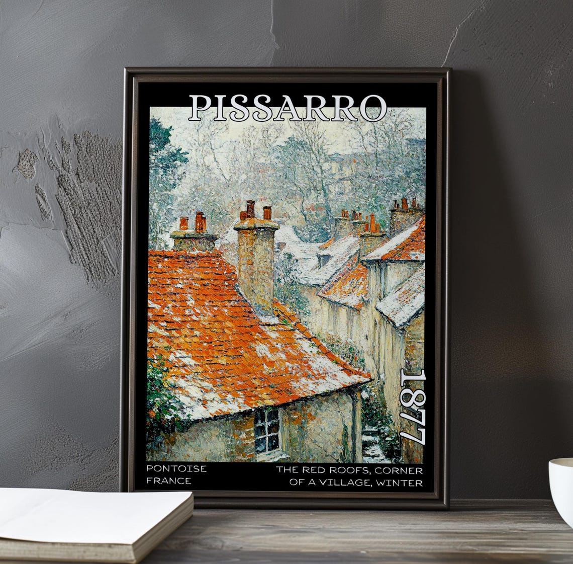 Pissarro 1877 Red Roofs Snowy Chimneys Village Corner Poster