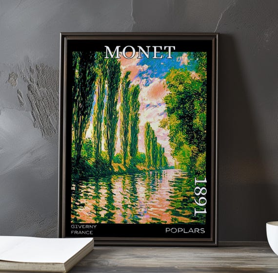 Poplars 1891 Claude Monet Print Poster Impressionism Post Impressionist Trees French River Landscape Seasonal Color Study Art Decor