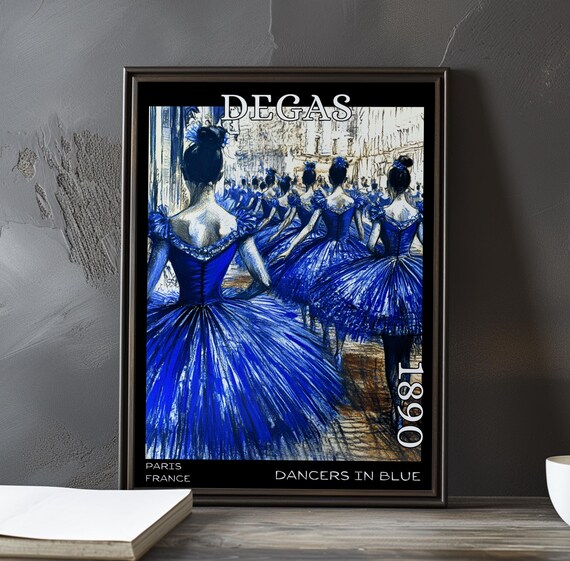 Degas 1890 Ballerinas in Blue Tutus Seen from Behind in Paris Studio Poster