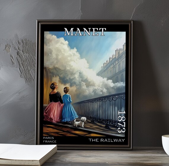 Manet The Railway Steam Cloud Mother Child Dog 1873 Paris Poster