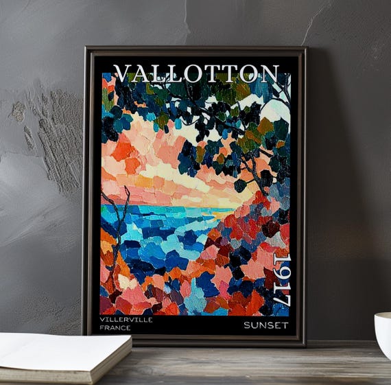 Sunset 1917 Flix Vallotton Printposter Post Impressionism Landscape Symbolist Twilight Bold Color Horizon French Impressionist View