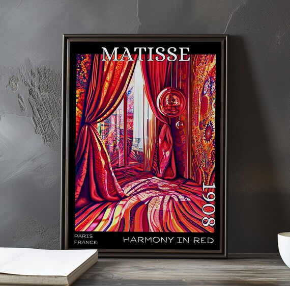 Harmony In Red 1908 Henri Matisse Print Poster Fauvism Interior Scene Room French Post Impressionism Bold Colour Wall Art Decor