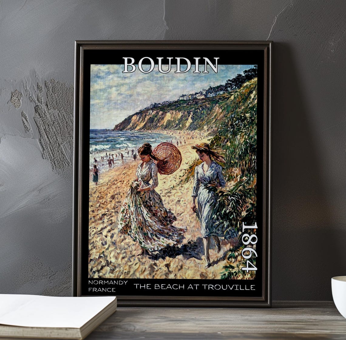Eugene Boudin Trouville Sun Hats Beach Slope Crowd 1864 Poster