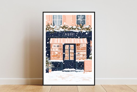 Bakery Christmas Poster Print, Cafe Wall Art