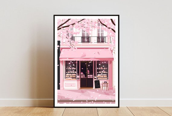 Patisserie Poster Cherry Blossom Art Coffee Print Coffee Wall Art Restaurant Art Poster Cafe Shop Print French Bakery Bakery Poster